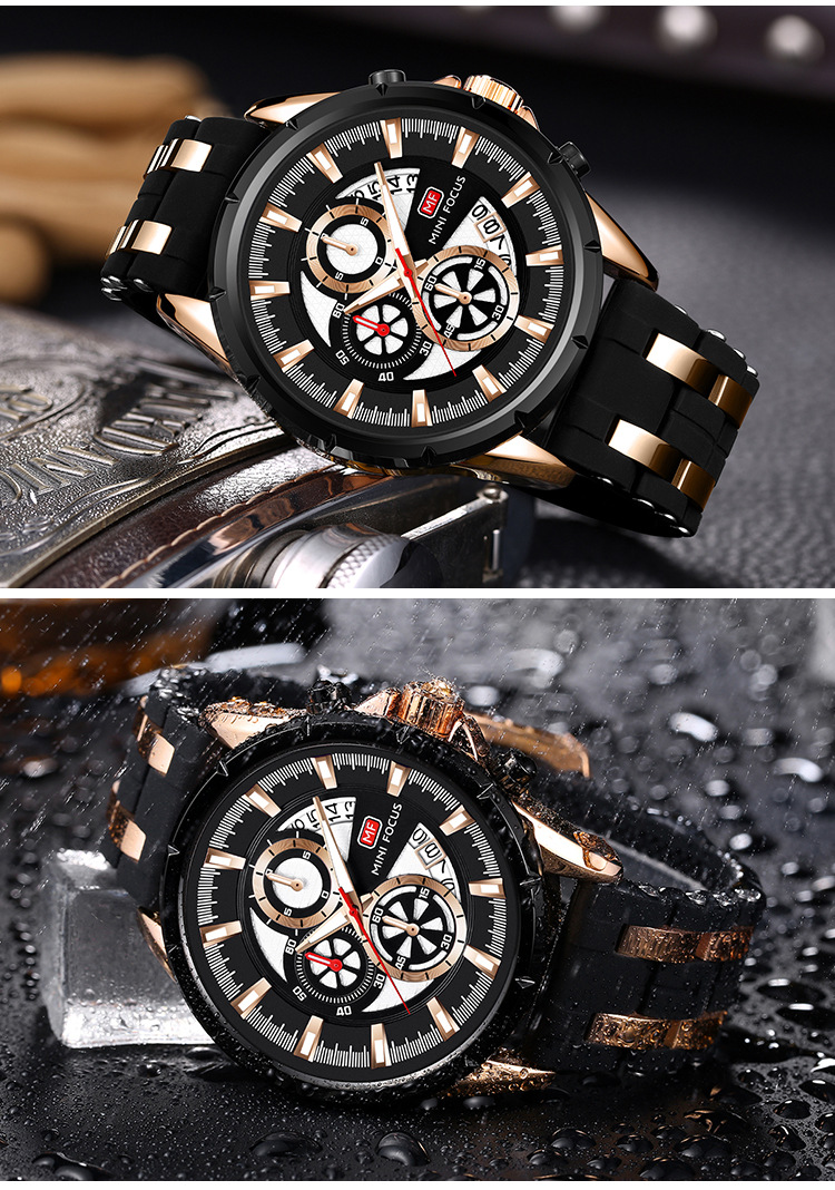 MINIFOCUS Orologio sportivo multifunzionale da uomo originale con calendario, luminoso, impermeabile, cinturino in silicone 0273G_voghion.com