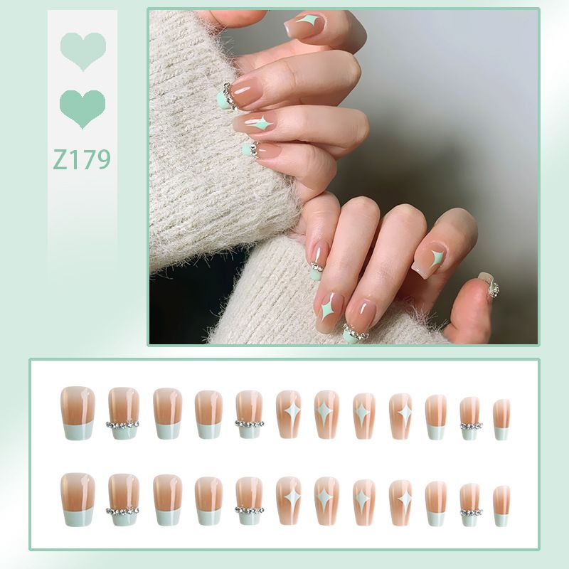 Indossare un'armatura da balletto di media lunghezza, toppa per unghie indossabile in stile diamante verde francese fresco_voghion.com