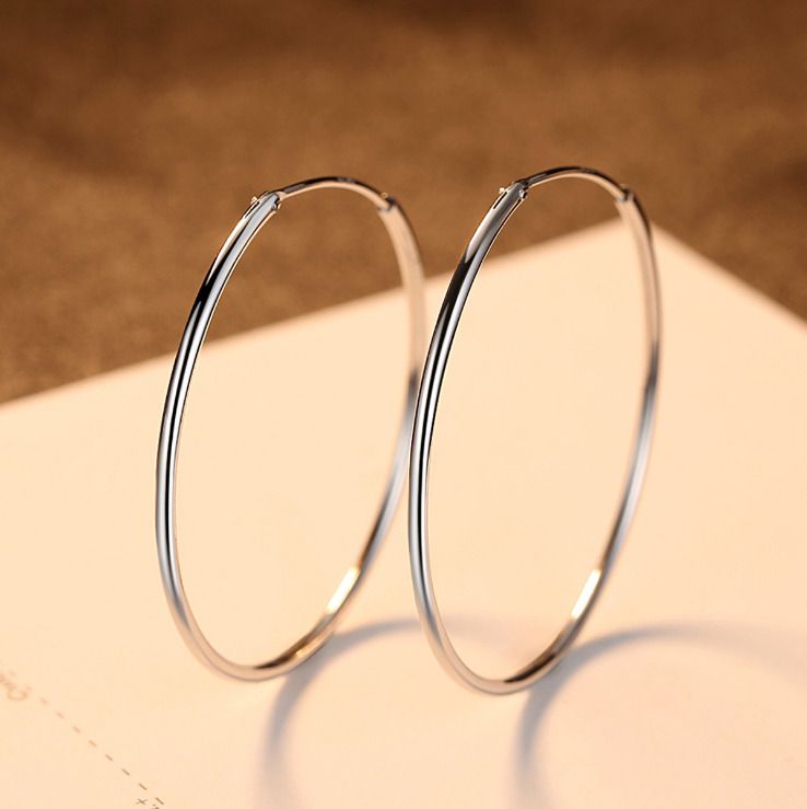 SOLID STERLING SILVER PLAIN 1MM THICK ROUND ENDLESS HOOP EARRING 8-70MM PE16_voghion.com