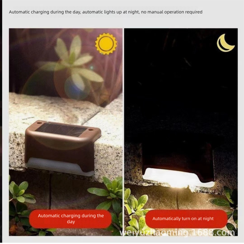 Solar Step Lights IP65, Auto Dusk-to-Dawn Sensor, 50LM Warm White, EU Weatherproof Garden Path Light, 4 Pack_voghion.com
