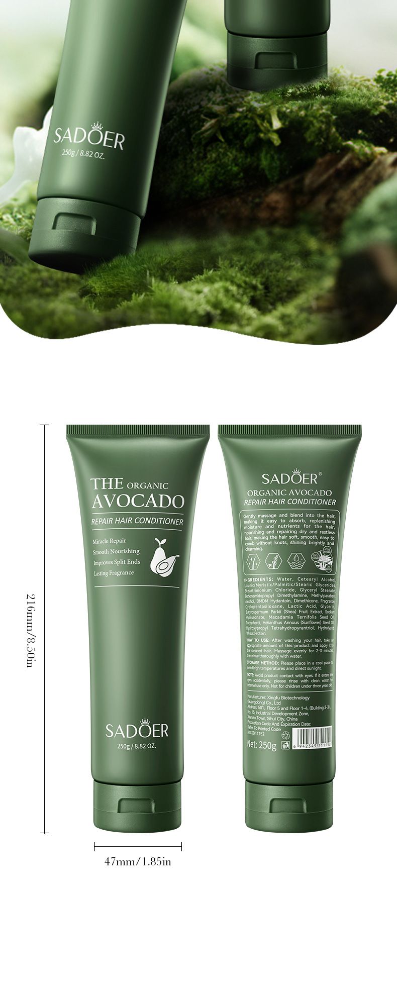 Full English Avocado Smooth 250 g SADOER Frizz-Verbesserungs-Conditioner_voghion.com