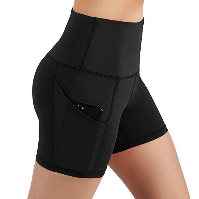 Women’s Clothing Hip Lifting Fitness Running High Waisted Sports Shorts For Women With Mobile Phone Side Pockets Yoga Leggings_voghion.com