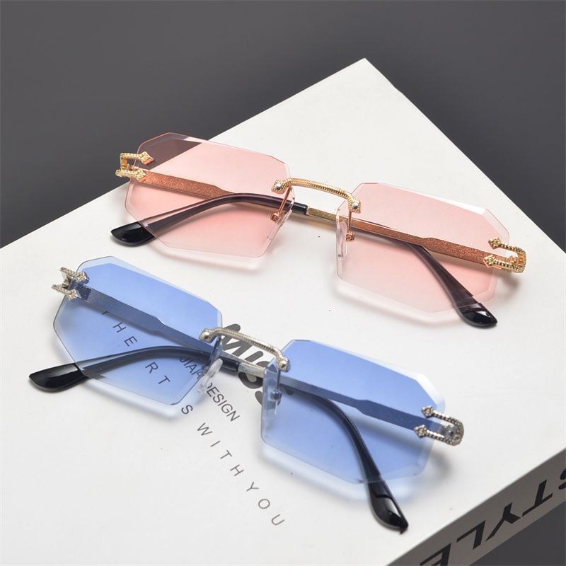 Sommer Rechteckige Randlose Sonnenbrille Modetrend Sonnenbrille_voghion.com