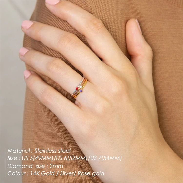 Bague en acier inoxydable pour femme, bijou simple, rond, diamant, coupe, niche, diamant, zircon_voghion.com