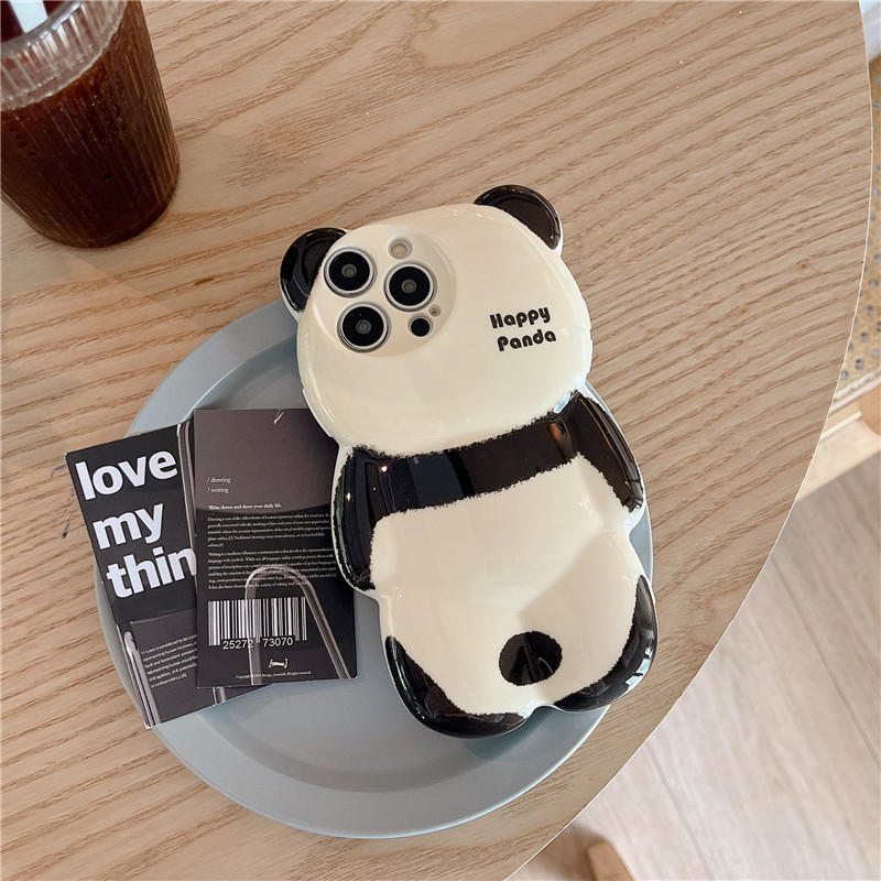 Mobile phone case three-dimensional panda suitable for iPhone15 Apple 14promax mobile phone case cartoon 13 water stickers 12 all-inclusive soft_voghion.com
