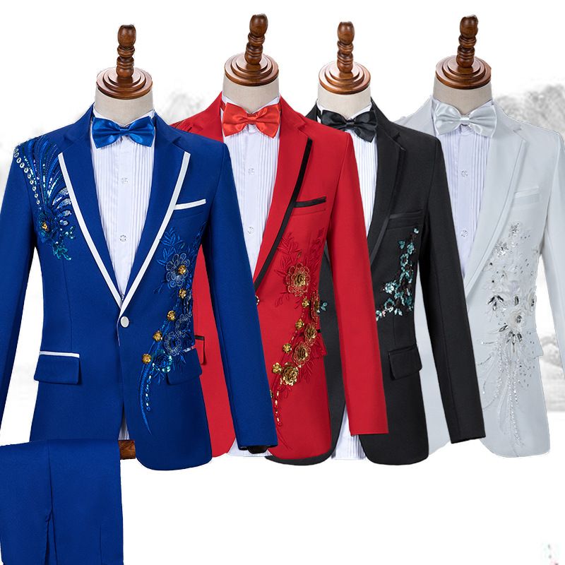Performans kıyafetleri, payetler, set, sahne korosu, elbise, şarkıcı sunucu kostümü, erkek yetişkin kıyafeti_voghion.com