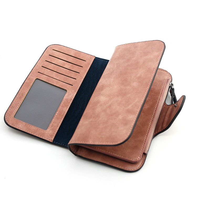 Damepung lavet af læder Punge Trefold VINTAGE Damepunge mobiltelefon Pung Kvinde Møntpung Carteira_voghion.com