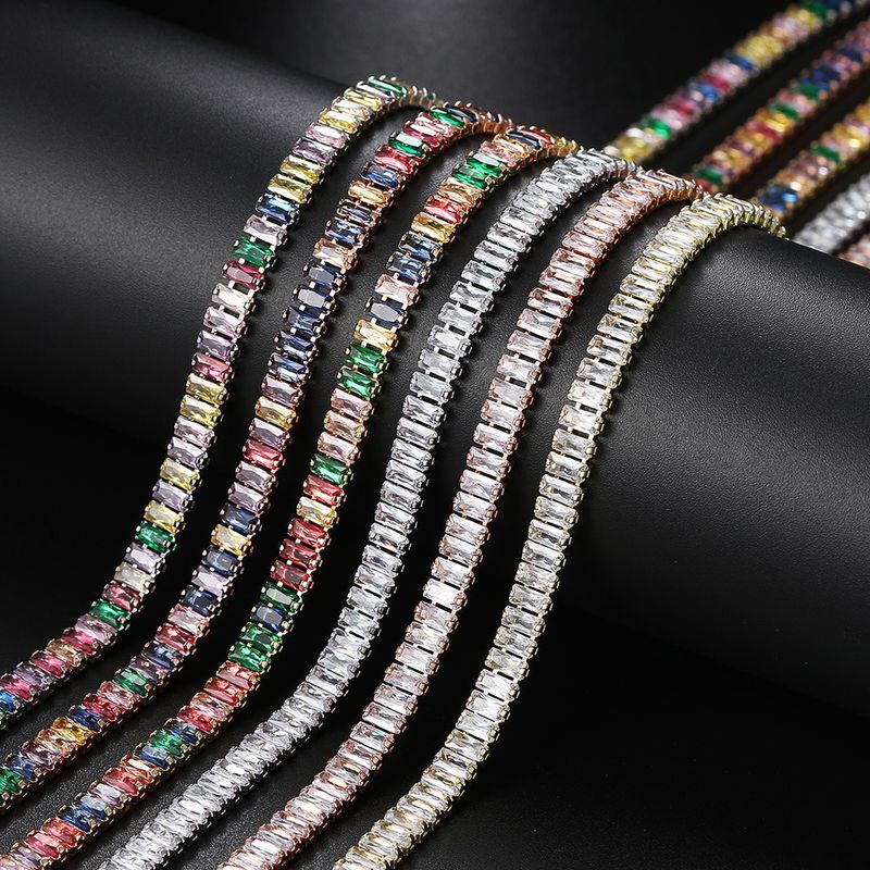Hiphop Colorful Zircon Tennis Neckchain for Men and Women, 2.5 * 5mm Rectangular Full Dia Necklace, Hot Selg_voghion.com