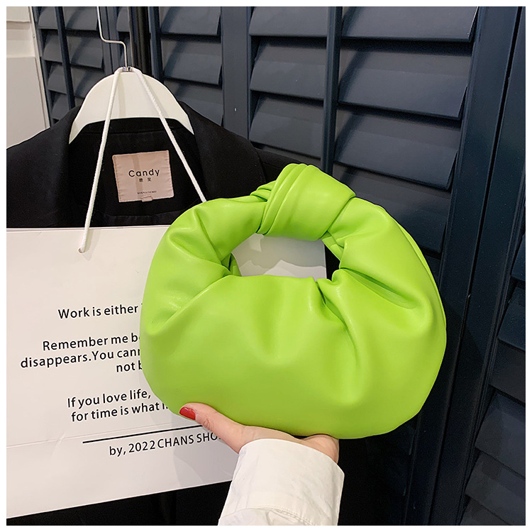 Borsa piccola nuvola pieghettata dal design di nicchia borsa casual in morbida pelle da donna 2024 nuova piccola borsa rotonda in stile straniero_voghion.com