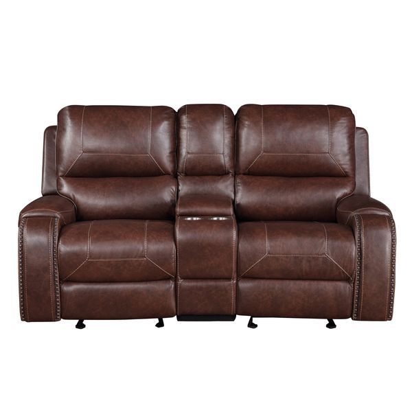Keily - Manual Reclining Glider Loveseat - Dark Brown_voghion.com