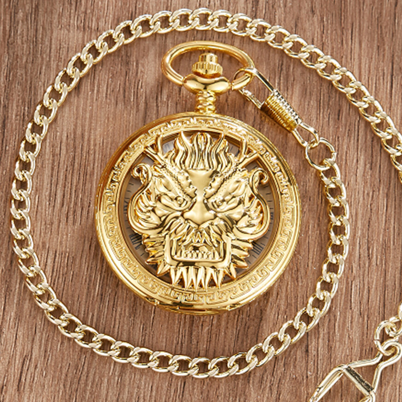 New Kirin Flip Cover Semi-Automatic Mechanical Roman Numeral Pocket Watch_voghion.com