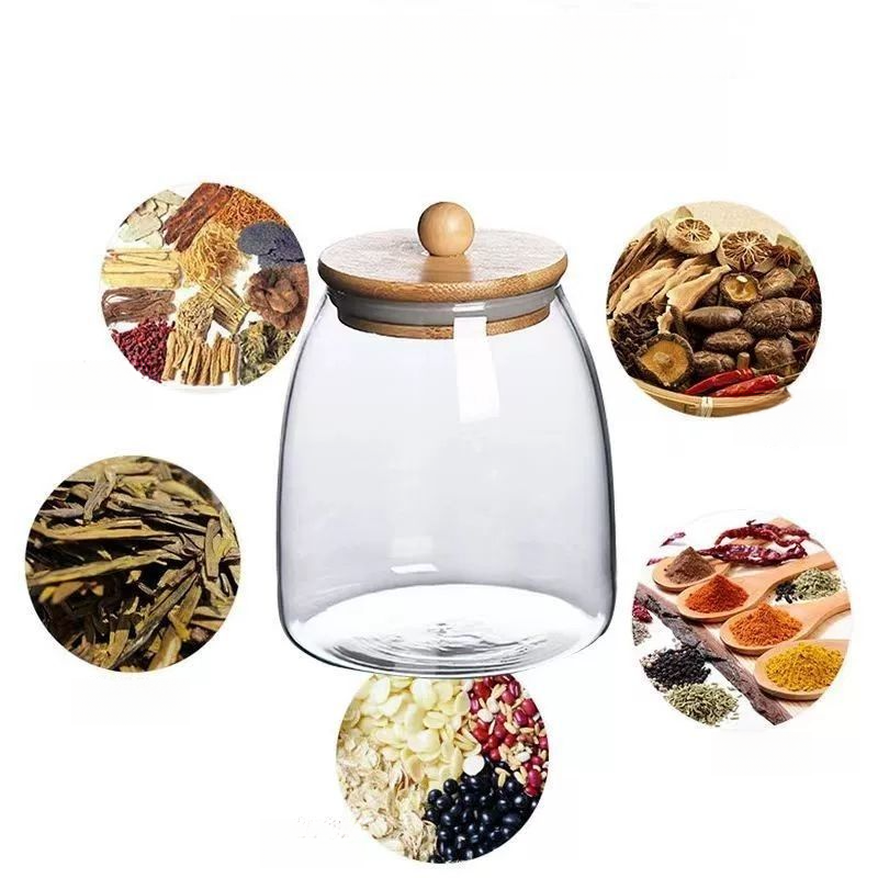 Barattolo di vetro per la conservazione, contenitore sigillato per frutta secca e cereali, tè ai fiori per uso domestico, a prova di umidità, di qualità alimentare_voghion.com