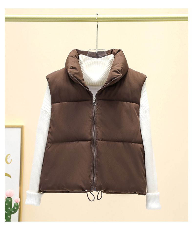 Gilet matelassé sans manches pour femme - Veste courte matelassée pour l'automne et l'hiver, superposition légère et chaude, tenue décontractée et de bureau_voghion.com