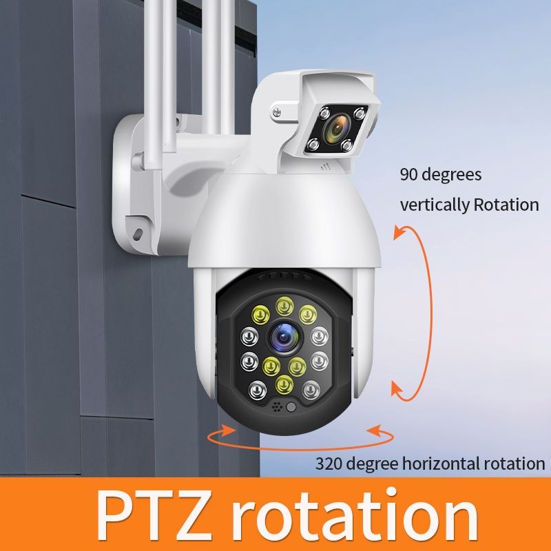 QX41 1080P 2.0MP dobbeltlinse IP66 vandtæt panorama PTZ WIFI-kamera, understøtter dag og nat i fuld farve & tovejs stemmeintercom & smart alarm & videoafspilning & 128GB TF-kort, AU-stik_voghion.com