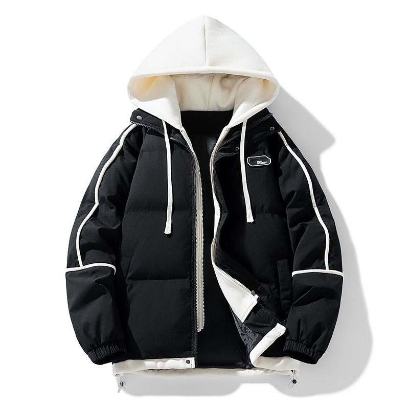 Giacca casual da uomo invernale 2025, versatile, alla moda, con cappuccio, in cotone, per studenti, a blocchi di colore, per ragazzi_voghion.com