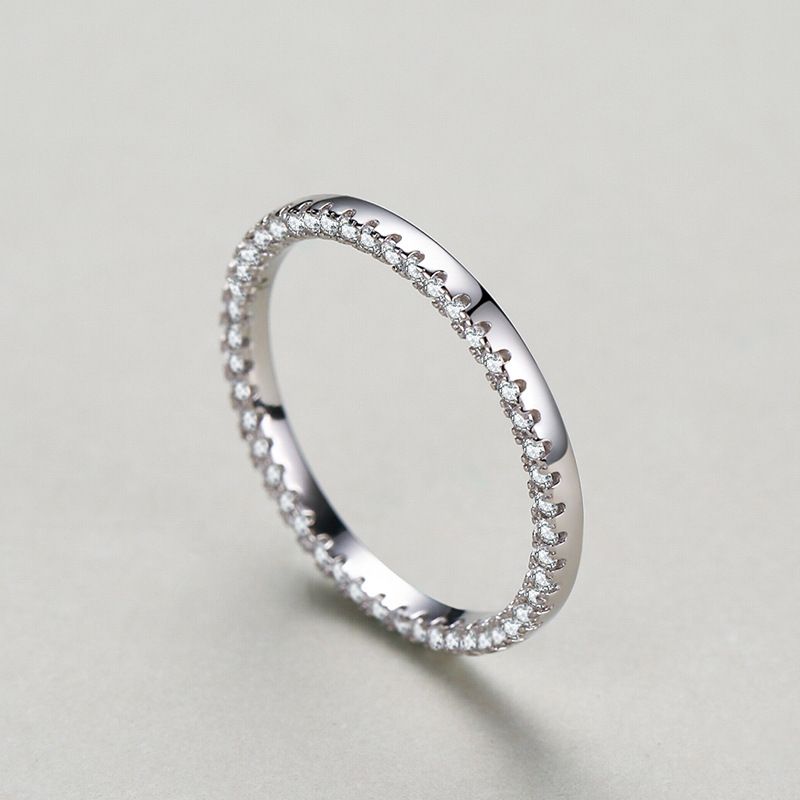 Tancise Classic Zircon Silver Ring Naisten Korut Häät Promise Juhlalahja_voghion.com
