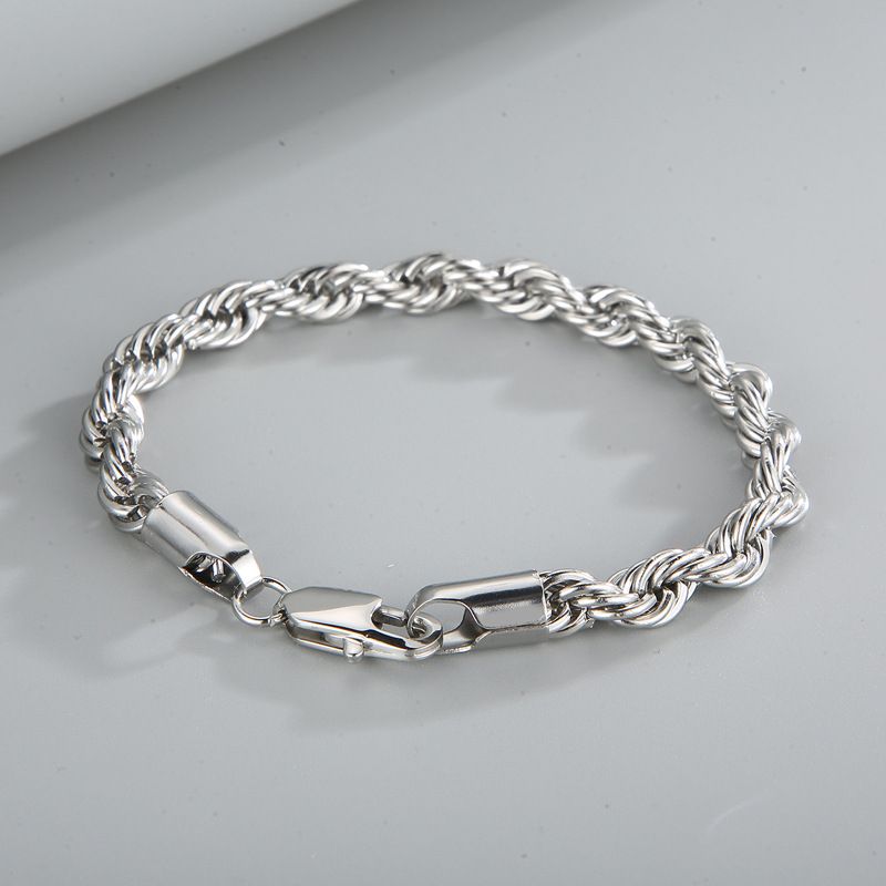 Braccialetti da uomo in acciaio al titanio, gioielli in oro 18 carati, catena intrecciata bicolore, bracciale unisex in acciaio inossidabile_voghion.com