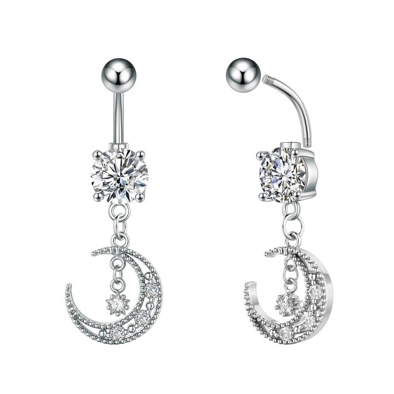 Anello per ombelico in zircone con perla di ciliegia, da donna, a forma di freccia a forma di luna nel cuore, in acciaio inossidabile_voghion.com
