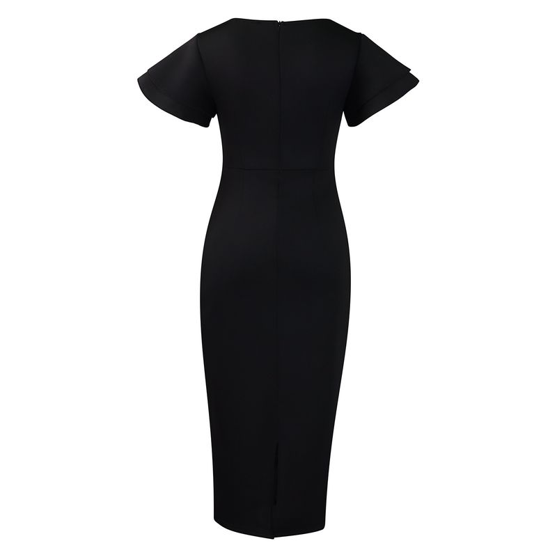 Women's Clothing fashion temperament elegant ruffled solid color hip wrapped _voghion.com