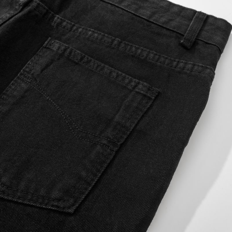 Herreklær Bajia Svarte Vaskede Retro Distressed Bootcut Scimitar Slim Flared All Match Denimbukser_voghion.com