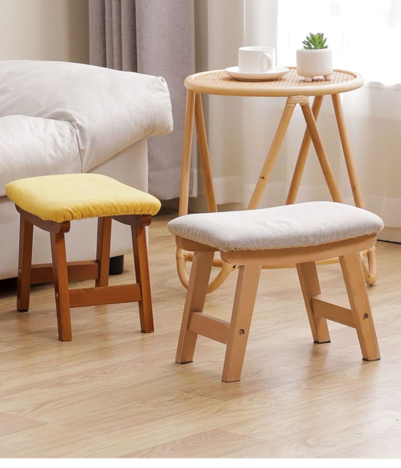 Fabric Home Use, Creative Bench For Changing Shoes, Solid Wood Coffee Table, Living Room Wooden Stool, Modern Simple_voghion.com