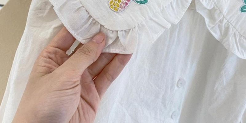 Abbigliamento per bambini Camicia ricamata con sirena e gonna in denim, set da due pezzi_voghion.com