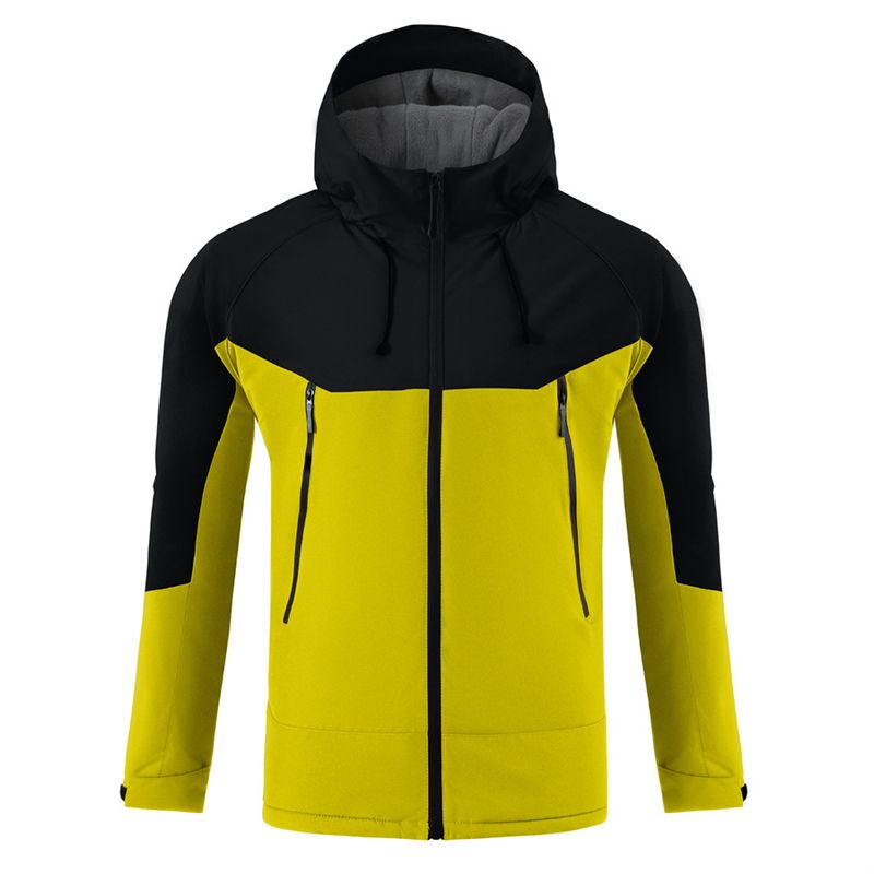 Giacca a vento con cappuccio, morbida e spessa, da uomo, elegante, con motivo color block, per le tendenze della moda autunnale e invernale_voghion.com