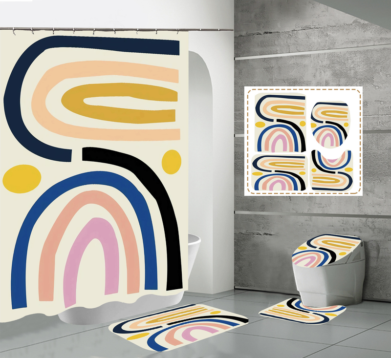 Nordic modern high-definition digital printing waterproof and anti fog polyester high-end hotel partition bathroom_voghion.com