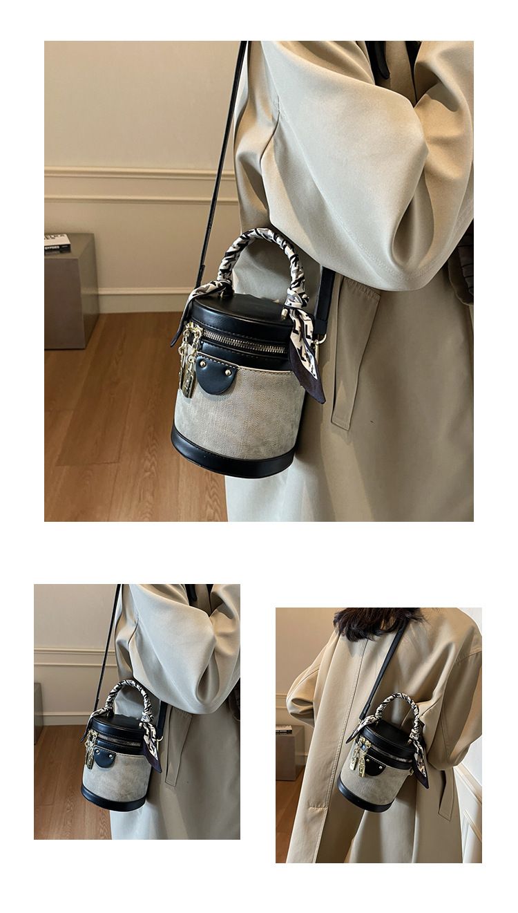 Borsa a secchiello da donna, piccola borsa alla moda con texture, design da donna, borsa a tracolla con tracolla singola, borsa a secchiello da donna_voghion.com