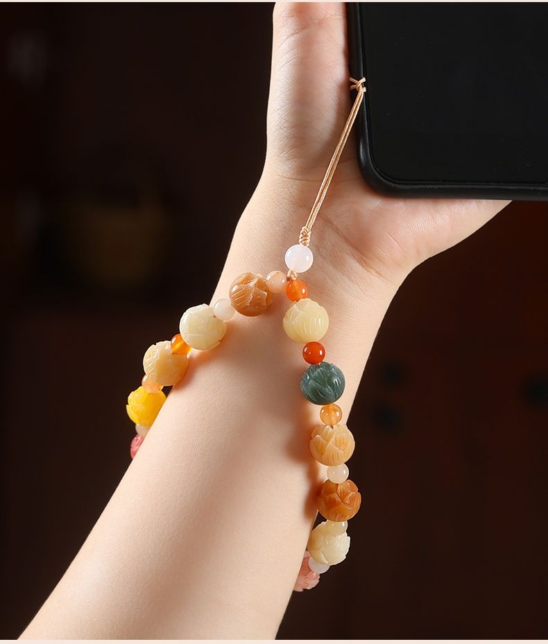 Bodhi Geldblumenkette für Frauen, exquisites und süßes Anti-Verlust-Pedant für das Handgelenk, Seil zum Aufhängen von Telefonhüllen, kleines Pedant für_voghion.com