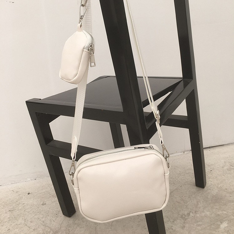 Super Hot Three In One Bag Wide Belt Daily Wear Shoulder Crossbody Bag Small Square Bag Sub Mother Wide Belt Coin_voghion.com