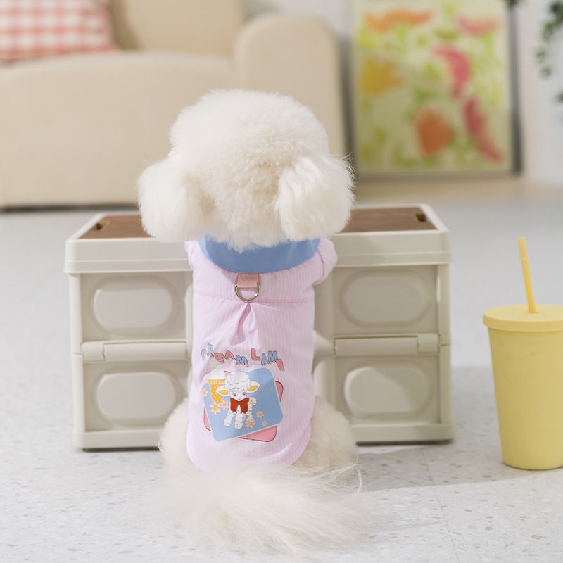 Pet Spring Summer Thin Striped Collar Polo Shirt Small And Medium Sized Teddy Two Leg Dog Clothes_voghion.com