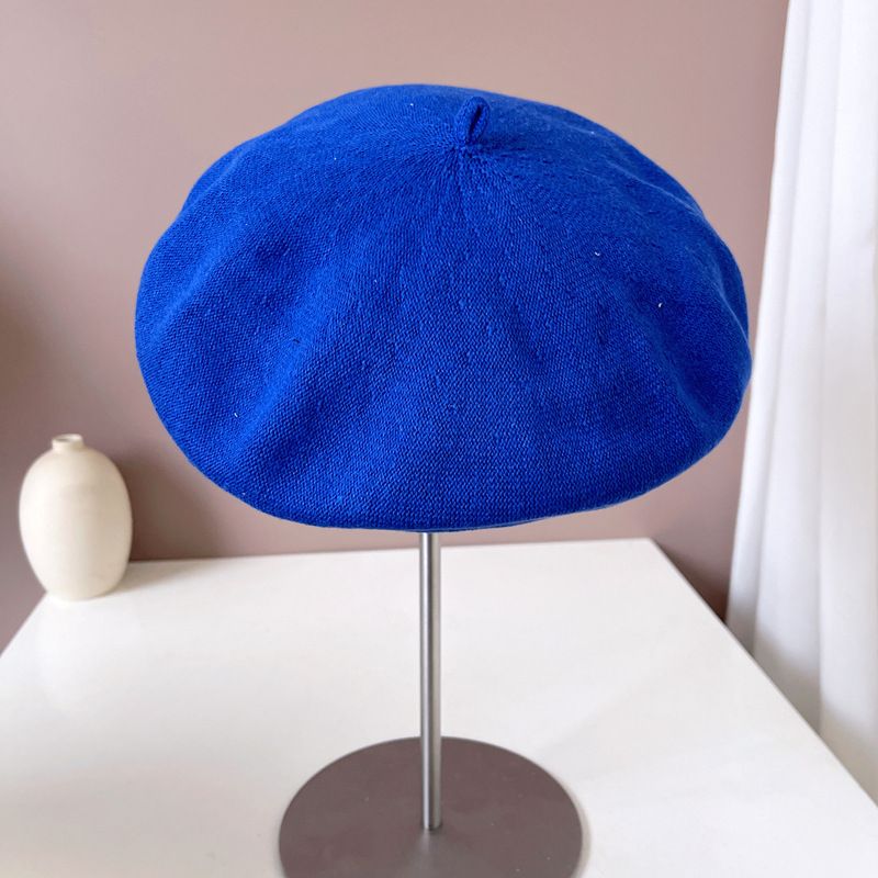 New Arrivals Colors Fine Nine-needle Women Summer Autumn Knitted Beret Solid Color Versatile Flight Attendant Mixed Hemp Painter Hat_voghion.com