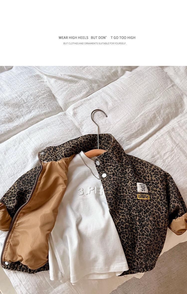 Otroška oblačila, otroška jakna z leopardjim vzorcem, spomladanski in jesenski stil, vrhnja oblačila za dečke, jakna, jakna, jakna za punčko, fantovska majica, nov slog_voghion.com