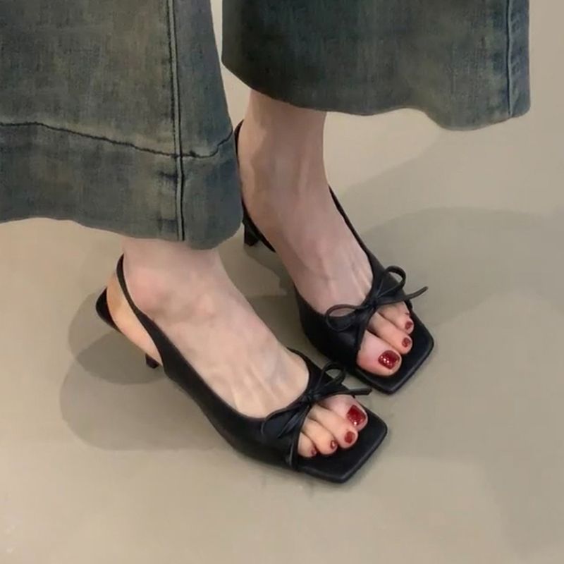 Nuovi sandali con tacco alto e fiocco sul retro per donna, estivi, da indossare all'aperto, eleganti, con punta quadrata e cinturino singolo_voghion.com