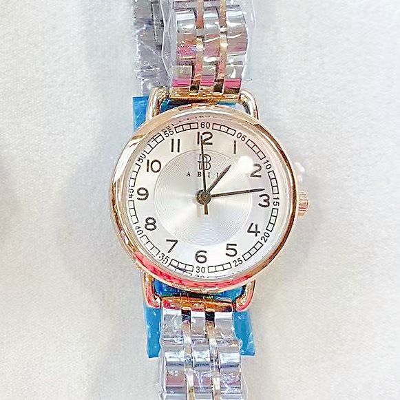 ABIU Leichte, modische Damen-Armbanduhr mit Stahlband, elegantes rundes Zifferblatt, einfache digitale wasserdichte Quarzuhr_voghion.com