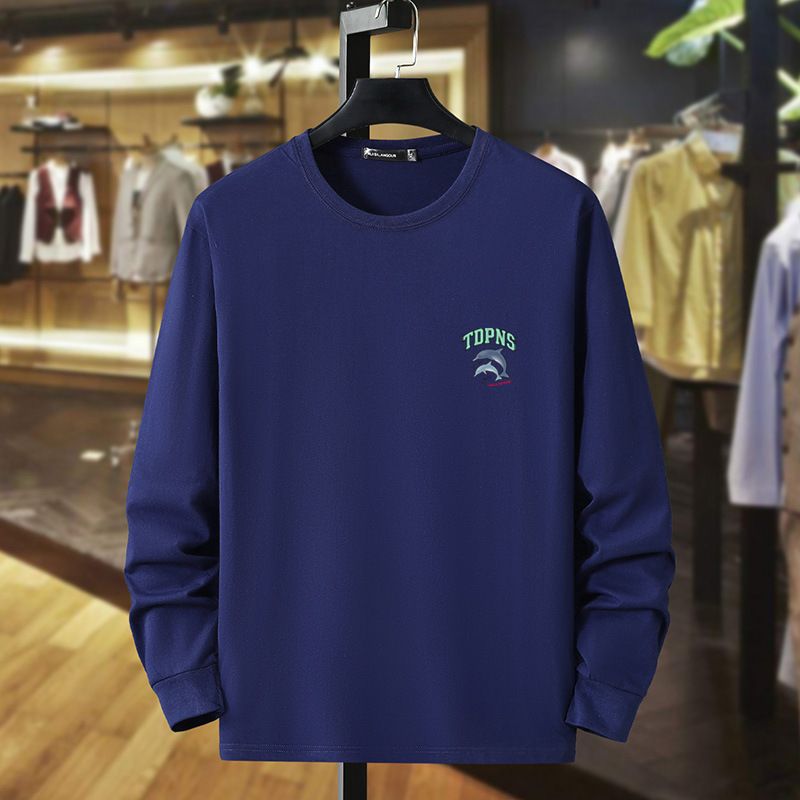 Frühling und Herbst dünnen Stil mit dicken und großen Herren reine Baumwolle Langarm T-Shirt lose lässige Herbstkleidung dick und dick Guy Trendy Base_voghion.com