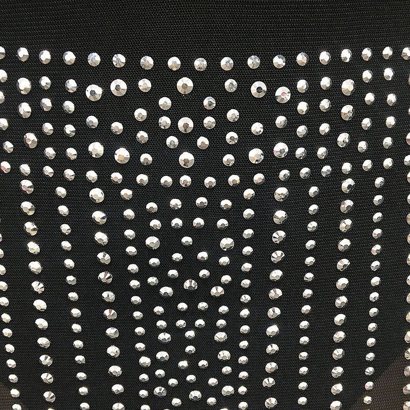 Vêtements pour femmes sexy discothèque chaude maille diamant transparente à manches longues fente longue jupe ensemble deux pièces_voghion.com