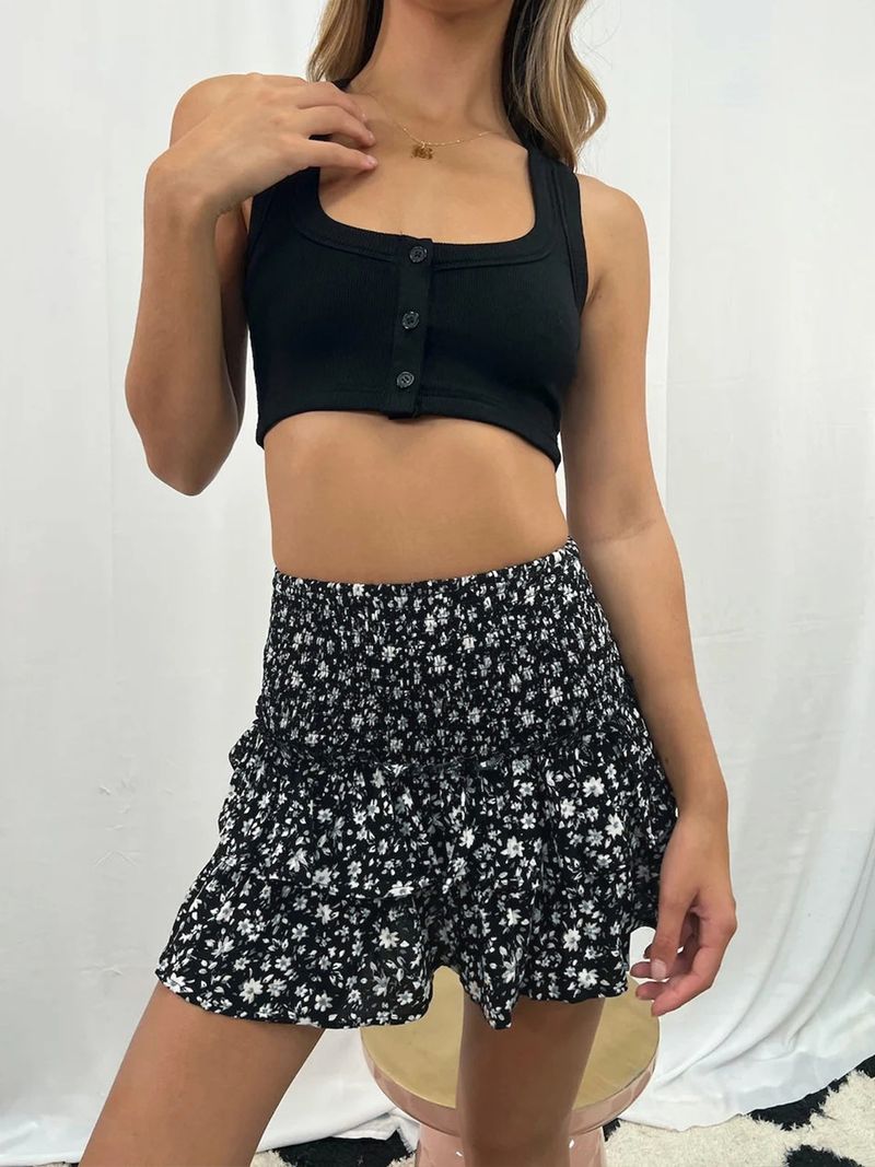 Women's Clothing Skirt Pleated Skirt Ruffle Printed Skirt Fashion Floral Short Skirt 13 Colors_voghion.com