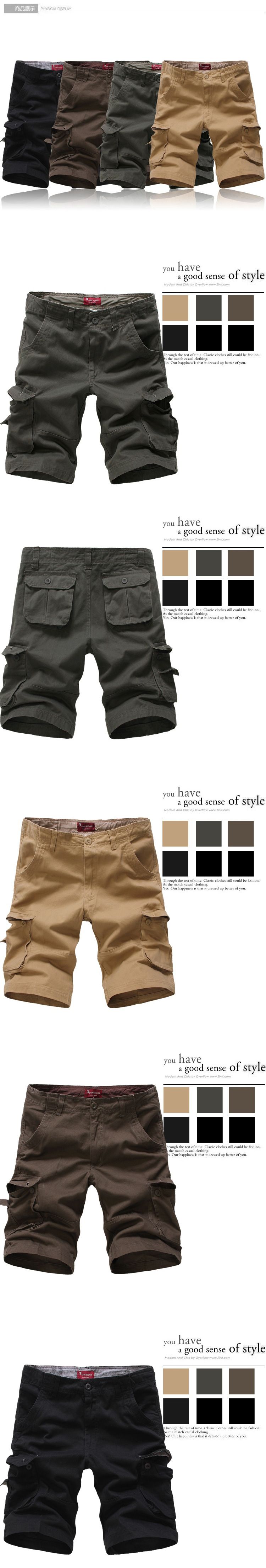 Loose Multi-Pocket Cargo Shorts Five-Point European Camouflage Mid-Length Plus Size Pants_voghion.com