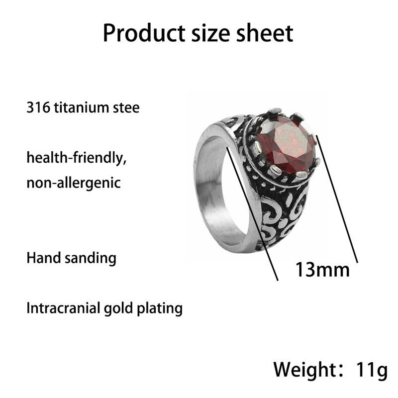 Anello dritto con diamanti intarsiati in titanio da uomo, alla moda, punk, in acciaio inossidabile, a forma di bordo multicolore_voghion.com