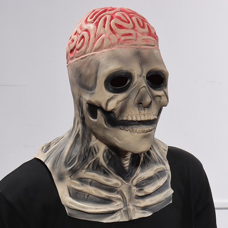 Maschera biochimica del teschio di Lofytain Cosplay terrificante scheletro del cervello cuffia in lattice Halloween Halloween_voghion.com