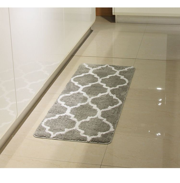 Tappetino geometrico in ciniglia - Tappeto antiscivolo in poliestere assorbente per soggiorno, camera da letto e ingresso, lavabile in lavatrice (diversi colori e dimensioni)_voghion.com