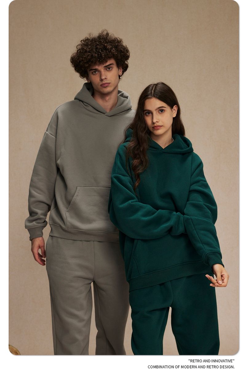 Felpa con cappuccio oversize da uomo in pile con tessuto anti-pilling da 400 g/m², felpa streetwear per l'inverno (disponibile in 12 colori)_voghion.com