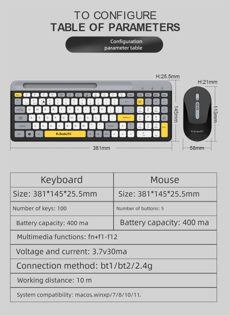 Viper K100 Bluetooth Dual-Mode Wireless Tastatur Schokolade Dünne Desktop Computer Laptop Büro Business Tragbare_voghion.com