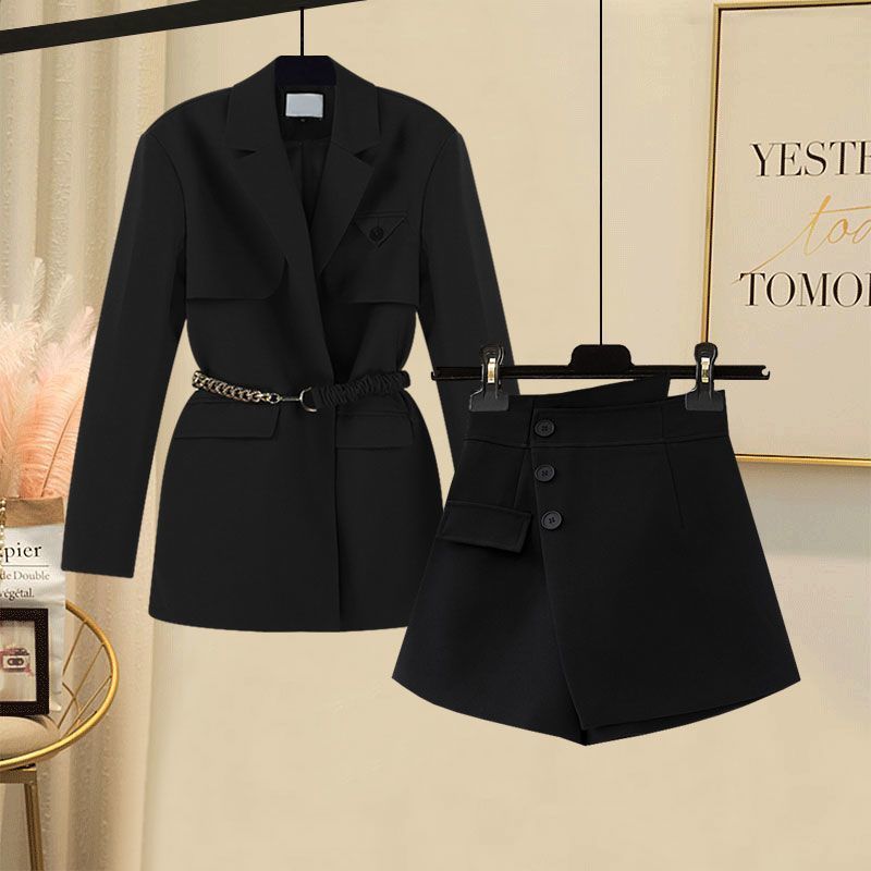Damenbekleidung New Style Temperament Taille Anzug Jacke Hohe Taille Shorts Rock Zweiteiliger Anzug_voghion.com
