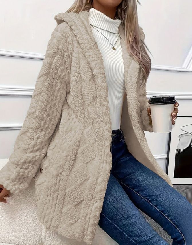Women's Reversible Hooded Cardigan - Soft Fleece Long Sleeve Open Front Coat, Lightweight & Warm (Multiple Colors & Sizes)_voghion.com