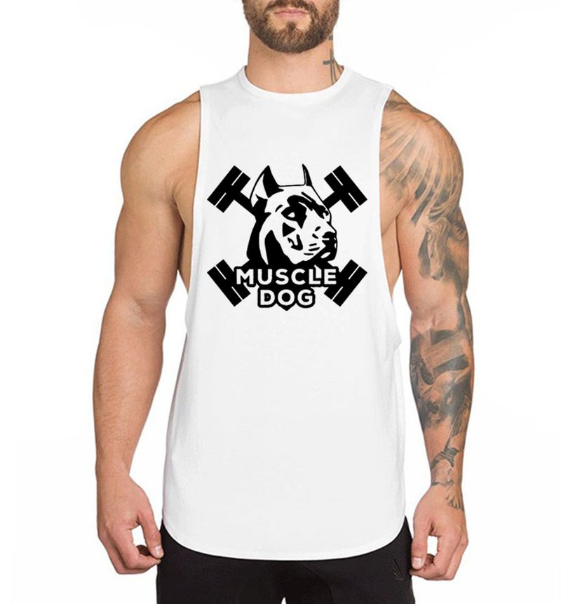 Sports Sleeveless Loose For Running Breathable Training Fitness Dog Print Vest Cotton_voghion.com