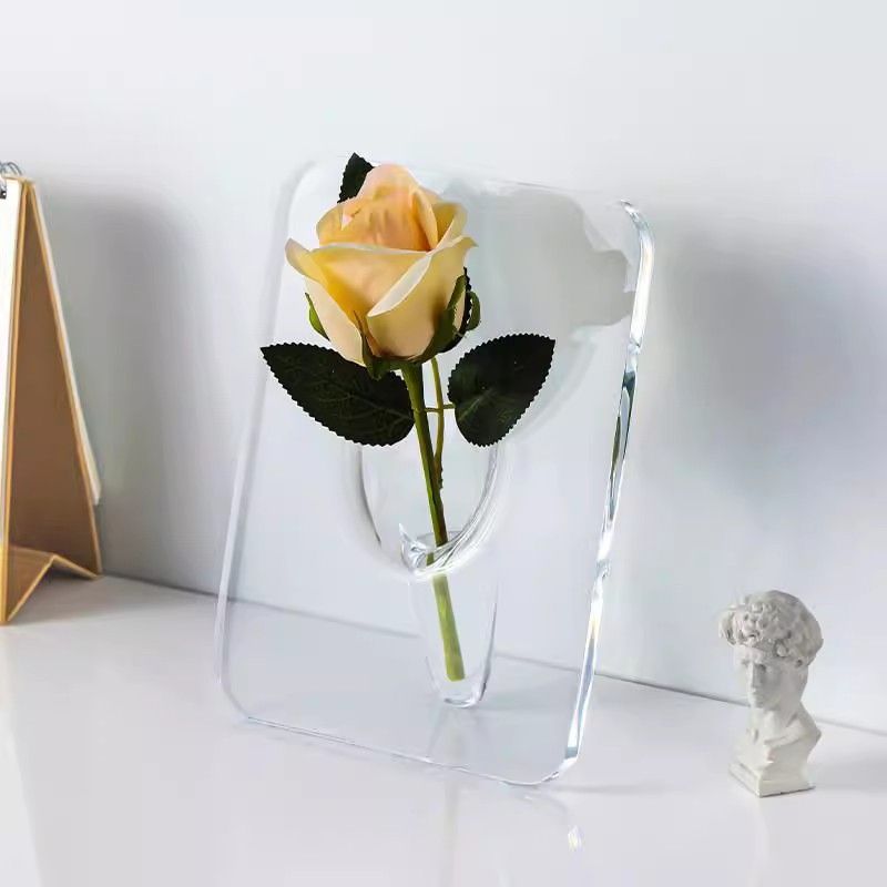 Creative Art Acrylic Photo Frame Vase Hydroponic Flower Arrangement Transparent Vase Office Homestay Decoration Ornaments_voghion.com