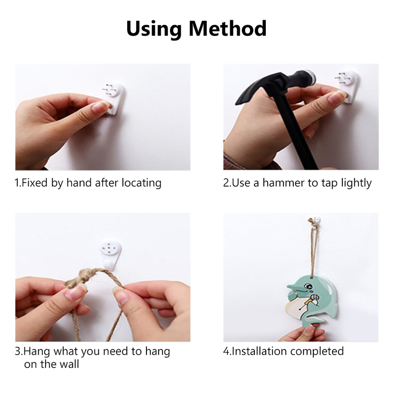 40pcs Multi Function White Plastic Invisible Wall Mount Photo Picture Frame Clock Mirror Nail Hook Hanger Seamless Nail_voghion.com